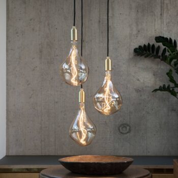 Závesné svietidlo Tala Triple Pendant round, E27 clear, biela/mosadz