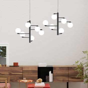 Závesné svietidlo Tin Tin šesťsvetelné čierne