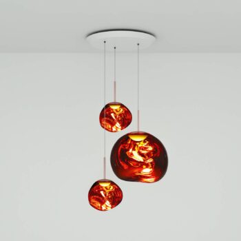 Závesné svietidlo Tom Dixon Melt Trio Round, 81 cm, 3 svetlá, meď