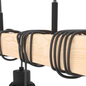 Závesné svietidlo Townshend, dĺžka 70 cm, čierna/dub, 4 svetlá.