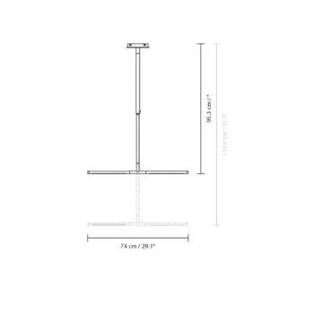 Závesné svietidlo UMAGE LED Omni, mosadz, 2 svetlá, dĺžka 74 cm