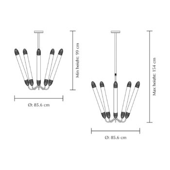 Závesné svietidlo UMAGE Lemon Squeeze long, oceľ, Ø 85,6 cm