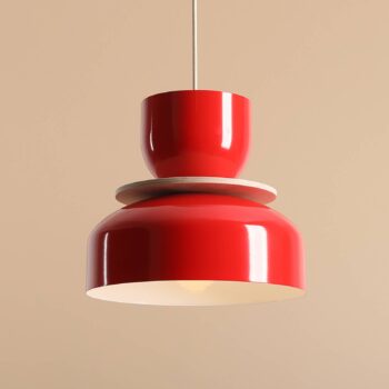 Závesné svietidlo Uto, červené, kovový tienidlo, 30 cm
