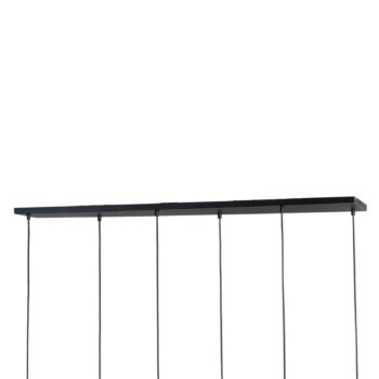 Závesné svietidlo Verdi, dĺžka 115 cm, čierna/dymovo sivá, 6 svetiel.