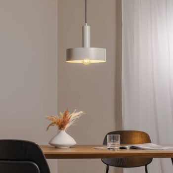 Závesné svietidlo Vitrum round, taupe, valcovité, Ø 27 cm