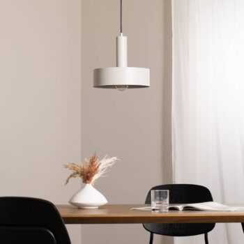 Závesné svietidlo Vitrum round, taupe, valcovité, Ø 27 cm