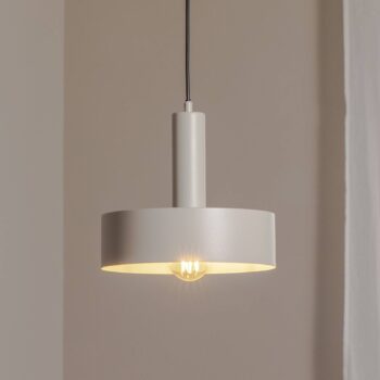 Závesné svietidlo Vitrum round, taupe, valcovité, Ø 27 cm