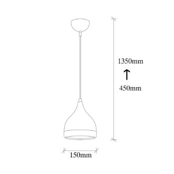 Závesné svietidlo Yildo 7000 1-light Ø15cm čierna/medená