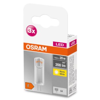 Žiarovka OSRAM LED s päticou G4 1,8 W 2 700 K číra 3 kusy