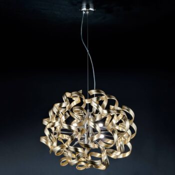 Zlatá závesná lampa s lístkovým zlatom, 50 cm