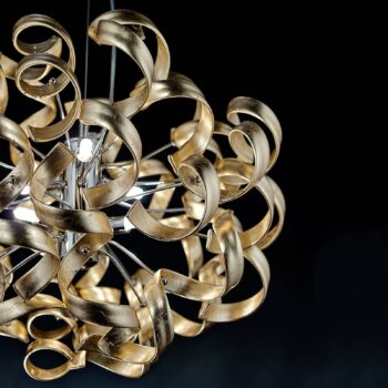 Zlatá závesná lampa s lístkovým zlatom, 50 cm