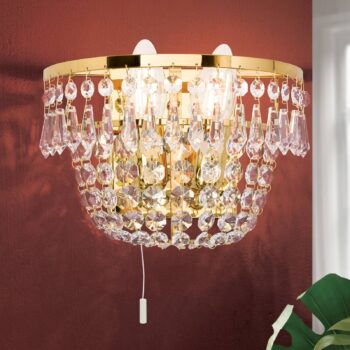 Zlaté krištáľové nástenné svietidlo SHERATA