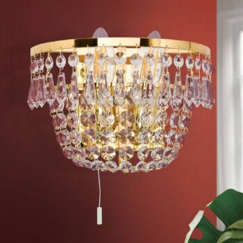 Zlaté krištáľové nástenné svietidlo SHERATA