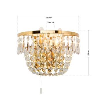 Zlaté krištáľové nástenné svietidlo SHERATA