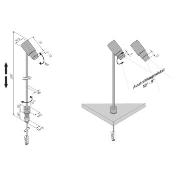 Zoom LED reflektor, eloxovaný hliník, 4 000 K, 1 W 350 mA