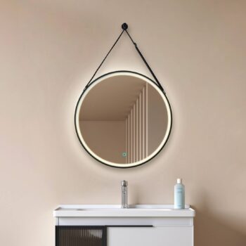 Zrkadlo Lucande LED Lelin, Ø 45 cm, čierne, hliník, CCT