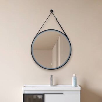 Zrkadlo Lucande LED Lelin, Ø 45 cm, čierne, hliník, CCT