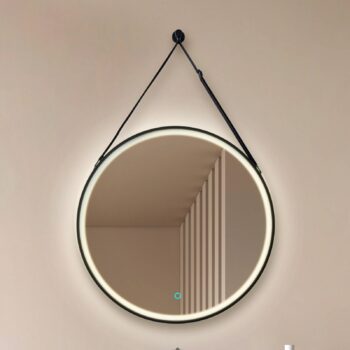 Zrkadlo Lucande LED Lelin, Ø 45 cm, čierne, hliník, CCT
