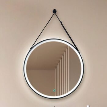 Zrkadlo Lucande LED Lelin, Ø 60 cm, čierne, hliník, CCT