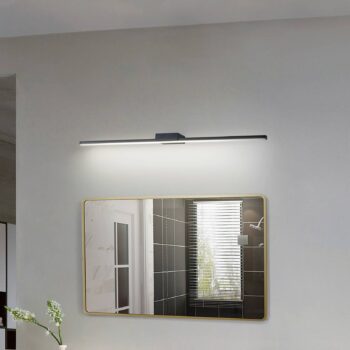 Zrkadlová lampa Lucande LED Kivana, čierna, kov, 90 cm, IP44