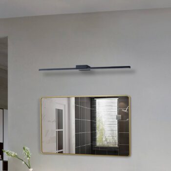 Zrkadlová lampa Lucande LED Kivana, čierna, kov, 90 cm, IP44