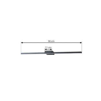 Zrkadlová lampa Lucande LED Kivana, čierna, kov, 90 cm, IP44