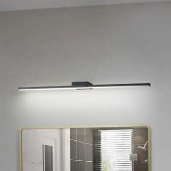 Zrkadlová lampa Lucande LED Kivana, čierna, kov, 90 cm, IP44