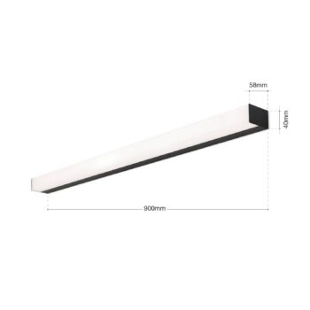 Zrkadlové svetlo Horizon LED, šírka 90 cm, čierne, IP44