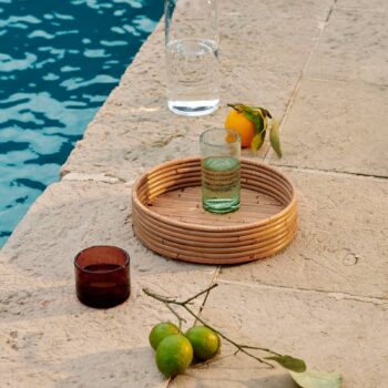 ferm LIVING Isola podnos, ratan, ručná výroba, 2 kusy