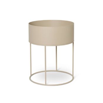 ferm LIVING Okrúhly box na rastliny, béžová farba, Ø 40 cm, oceľ
