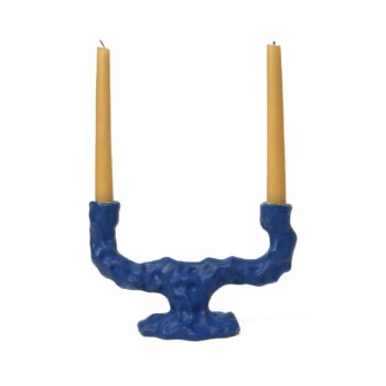 ferm LIVING Svietnik Ditto Double, modrý, keramika