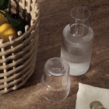 ferm LIVING sada karáf Ripple Small, číre sklo, 2 kusy