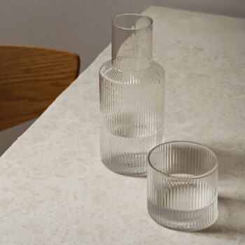 ferm LIVING sada karáf Ripple Small, číre sklo, 2 kusy