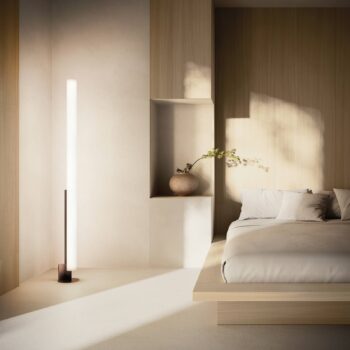 kdln LED stojacia lampa Model T, čierna, výška 185 cm, stmievač