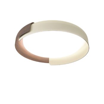 kdln LED stropné svietidlo Dala, pieskovo biela/drevená, Ø 58 cm, stmievateľné