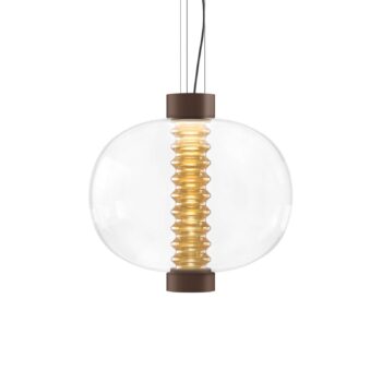 kdln LED závesné svietidlo Bolha, jantárové, Ø 40 cm, sklo