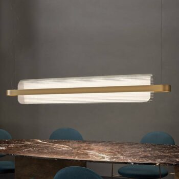 kdln LED závesné svietidlo Nami, mosadzné, dĺžka 150 cm
