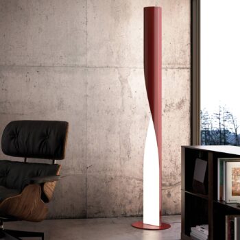 kdln Stojacia lampa Evita, červená, výška 190 cm, stmievač