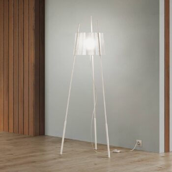 kdln Stojacia lampa Tyla, biela, výška 165 cm, stmievač