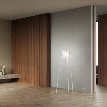 kdln Stojacia lampa Tyla, biela, výška 165 cm, stmievač