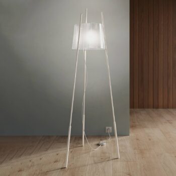 kdln Stojacia lampa Tyla, biela, výška 165 cm, stmievač