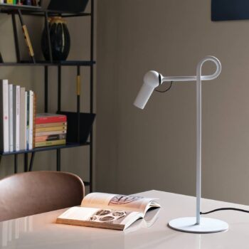 kdln Stolová LED lampa Bird, biela, 48 cm, kov, stmievateľná