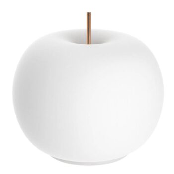 kdln Stolová LED lampa Kushi, biela/meď, Ø 17 cm, sklo
