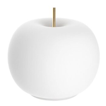 kdln Stolová LED lampa Kushi, biela/mosadz, Ø 17 cm, sklo