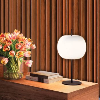 kdln Stolová lampa Kushi XL, čierna/biela, výška 60 cm, stmievateľné