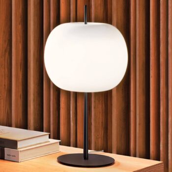 kdln Stolová lampa Kushi XL, čierna/biela, výška 60 cm, stmievateľné