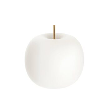 kdln Stolová lampa Kushi, mosadz/biela, Ø 33 cm, sklo