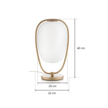 kdln Stolová lampa Lannà, biela/zlatá, výška 40 cm, sklo