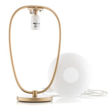 kdln Stolová lampa Lannà, biela/zlatá, výška 40 cm, sklo