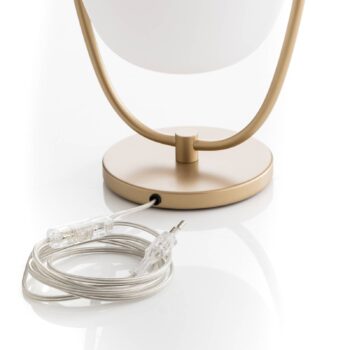 kdln Stolová lampa Lannà, biela/zlatá, výška 40 cm, sklo
